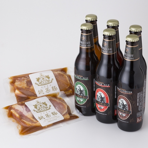 金賞ビール+桃茶豚の味噌漬け (ビール6本、豚漬け2枚)