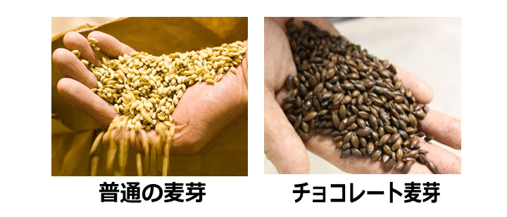 普通の麦芽とチョコレート麦芽